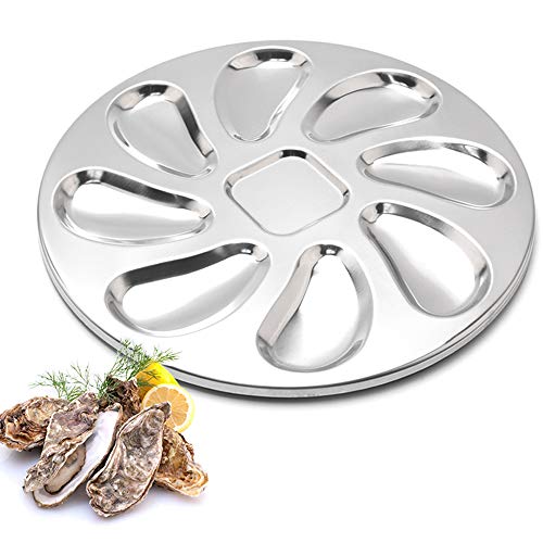 Plato Para Ostras y Caracoles, Plato Para Ostras De Acero Inoxidable,Plato De Caracoles Bandejas, Para Uso Doméstico y En Restaurantes