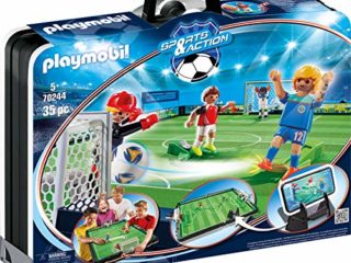 PLAYMOBIL Sports and Action Campo de Fútbol Maletín, con Soporte para Smartphone, a Partir de 5 Años (70244), Multicolor