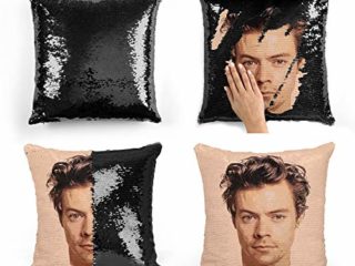 Plenty Dreams Harry Styles Face - Funda de cojín reversible de lentejuelas para una dirección mágica de sirena