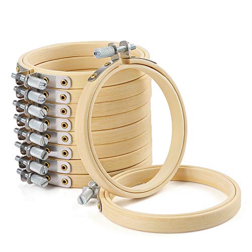 Pllieay 10 Pcs 3 Inch(7,6 cm)Bastidor de Madera para Bordar, Aros de Bordado de Bambú para Punto de Cruz y Manualidades Costura a Mano
