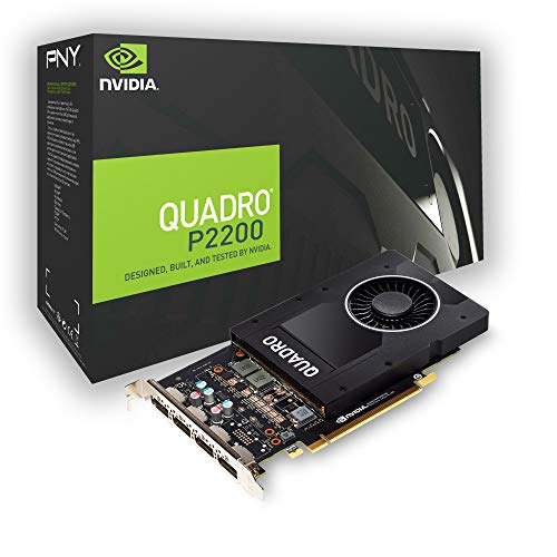 PNY Tarjeta gráfica profesional Quadro P2200 5GB GDDR5 PCI Express 3.0 x16, una ranura, 4x DisplayPort, soporte 5K, ventilador activo ultra silencioso