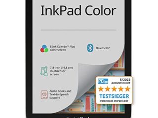 PocketBook InkPad Color - Lector de Libros electrónicos (16 GB de Memoria, 19,8 cm (7,8 Pulgadas), Pantalla a Color, iluminación Frontal, Wi-Fi, Bluetooth), Color Plateado