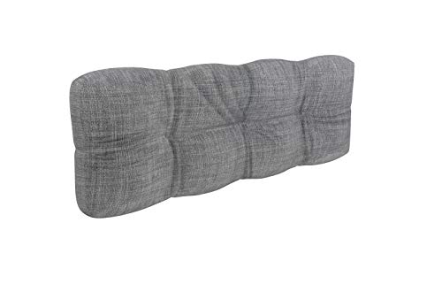 POKAR Cojín-Respaldo aconchadas 120x40x12cm para Europalés/Europalet, cojín para jardín o terraza, cómodo Respaldo para sofá de paletas DYI, Interior y Exterior, sin palés, Gris
