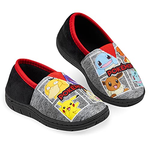 Pokemon Zapatillas Niño, Pantunflas Niño Antideslizantes, Zapatillas Casa Niño De Pikachu, Regalo Para Niños (33 EU, Negro/Rojo, numeric_33)