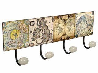 Pomoline PART-A9183-8-3 Percha, Metal Acero y Porcelana, Marron, talla unica