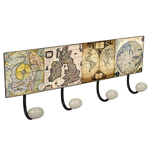 Pomoline PART-A9183-8-3 Percha, Metal Acero y Porcelana, Marron, talla unica