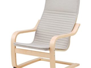 POÄNG Sillón infantil, chapa de abedul/Knisa beige claro