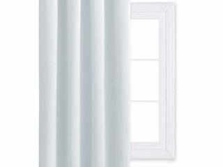 PONY DANCE Cortinas Modernas para el Hogar -Térmicas Aislantes Frío Calor Ruido Luz Rayos para Salón, Dormitorios, Cocina, baños, 1 Panel, 132 x 137 cm, Blanco Gris