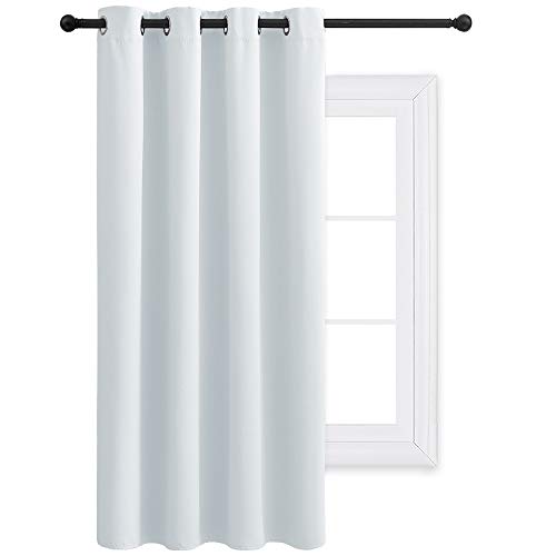 PONY DANCE Cortinas Modernas para el Hogar -Térmicas Aislantes Frío Calor Ruido Luz Rayos para Salón, Dormitorios, Cocina, baños, 1 Panel, 132 x 137 cm, Blanco Gris