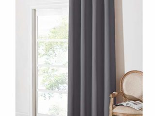 PONY DANCE Cortinas Salón Grises - Cortinas Aislantes Termicas Opacas para Ventanas 1 Pieza, 140 x 240 cm, Gris