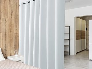PONY DANCE Cortinas Salon Modernas Blancas Gris Tela Termica Aislante Ruido Luz / Separador de Ambientes Grandes Dormitorio Infantil Antimoscas, 1 Unidad, 210 x 254 cm (Al x An)