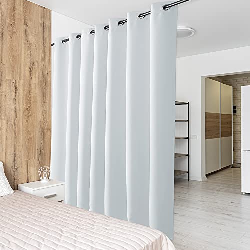 PONY DANCE Cortinas Salon Modernas Blancas Gris Tela Termica Aislante Ruido Luz / Separador de Ambientes Grandes Dormitorio Infantil Antimoscas, 1 Unidad, 210 x 254 cm (Al x An)