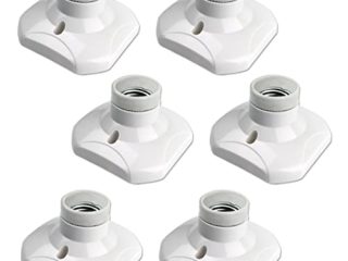 Portalámparas Techo E27 para Bombillas LED Grande, 230V, Casquillo E27 Pared Base sin Cable, Portalamparas Cuadrado Blanco para Luz de Techo, Luz de Garaje (sin bombilla ni tornillo)