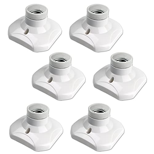 Portalámparas Techo E27 para Bombillas LED Grande, 230V, Casquillo E27 Pared Base sin Cable, Portalamparas Cuadrado Blanco para Luz de Techo, Luz de Garaje (sin bombilla ni tornillo)