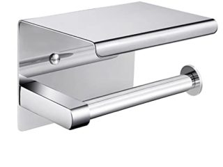 Portarrollos para Papel Higiénico, Telgoner portarrollos baño Adhesivo, Acero Inoxidable SUS304, Porta Rollos de Papel Higienico con el Teléfono Móvil Estante de Almacenamiento (Plata)