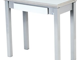Portus Mesa de Cocina Libro, Cristal Blanco, Extensible 80x40(80)