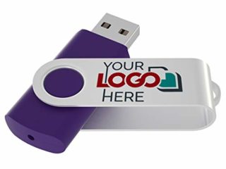 Possibox Memoria USB Giratoria Personalizada 2GB para Publicidad Pendrive con Logotipo/Texto - Promociónal por Mayor - USB 2.0 Púrpura, 100 Piezas
