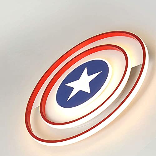 Potenciar LED Lámpara de techo Regulable Con control remoto, Redondo Iluminación de techo, Capitan America Lámpara de habitación infantil, Comedor Sala de estudio Dormitorio Lámpara de techo Ø50cm,B