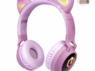 PowerLocus Auriculares Bluetooth de Diadema para niños, Cascos Bluetooth Inalámbricos, Auditiva Límite de 85DB, Sonido Estéreo, con Micrófono, Micro SD, Plegable, Estuche Cascos para Movil, Tablet,PC