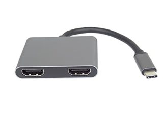 Premium Cord MST 4K Adaptador USB-C a 2 x HDMI, USB 3.1 Tipo C Macho a 2 x HDMI Hembra, Funciones avanzadas + Espejo, USB 3.0, PD, resolución 4K, Full HD 1080p