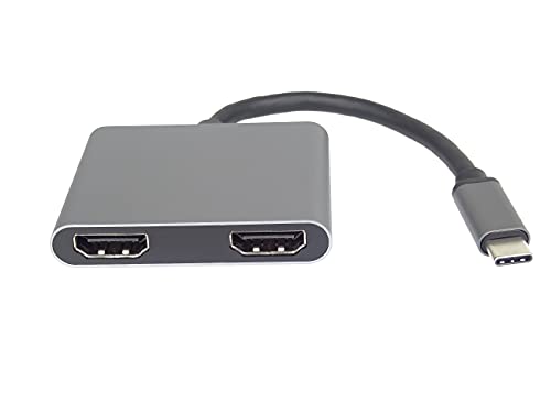 Premium Cord MST 4K Adaptador USB-C a 2 x HDMI, USB 3.1 Tipo C Macho a 2 x HDMI Hembra, Funciones avanzadas + Espejo, USB 3.0, PD, resolución 4K, Full HD 1080p