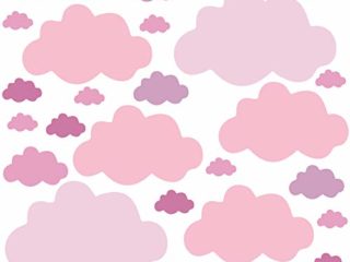 PREMYO 30 Nubes Pegatinas Pared Infantil - Vinilos Decorativos Habitación Bebé Niños - Fácil de Poner Rosa Pastel