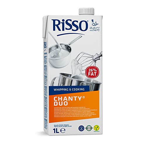 Preparado Vegetal Chanty Duo - Brick de 1 L - Ideal Sustituto de la Nata Animal para Montar y Cocinar - Potencia el Sabor de Tus platos - Producto Vegetariano y Sin Gluten - Risso