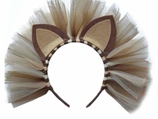 PRETYZOOM Zoológico Animales Orejas Diadema León Pelo Aro Selva Safari Animales Diademas Cosplay Tocado para Fiesta de Cumpleaños Disfraz (Marrón)
