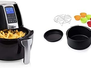 Princess 182020 Aerofryer XL - Aerofreidora, Panel de Control Digital Táctil, Fácil de Limpiar, 3.2 litros, 1500 W + Princess 182011 - Set de 10 Accesorios para Freidora Aerofryer