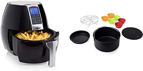 Princess 182020 Aerofryer XL - Aerofreidora, Panel de Control Digital Táctil, Fácil de Limpiar, 3.2 litros, 1500 W + Princess 182011 - Set de 10 Accesorios para Freidora Aerofryer