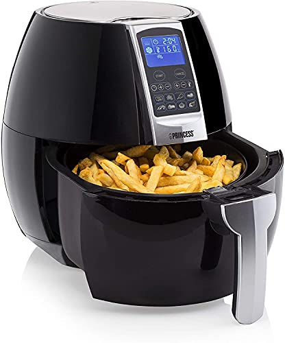 Princess 182020 Freidora sin aceite con panel de control digital táctil, Fácil de usar y de limpiar, 8 programas, 1500 W, Tiempo y temperatura regulable, capacidad de 3.2 litros, 30 Recetas PDF, Negro