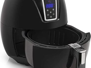 Princess 182021 Freidora sin aceite XL, Panel de Control Digital Táctil, 7 programas, Fácil de usar y de Limpiar, 1400 W, Temperatura y tiempo regulable, 3.2 Litros, 30 Recetas PDF, Color Negro