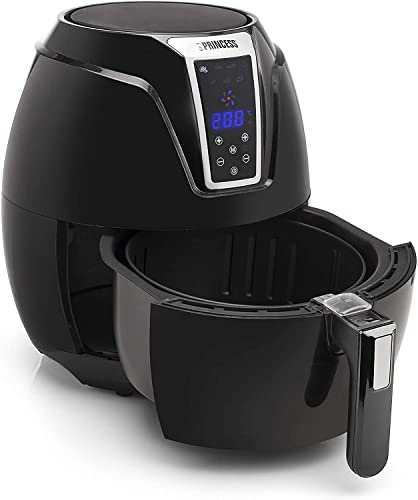 Princess 182021 Freidora sin aceite XL, Panel de Control Digital Táctil, 7 programas, Fácil de usar y de Limpiar, 1400 W, Temperatura y tiempo regulable, 3.2 Litros, 30 Recetas PDF, Color Negro