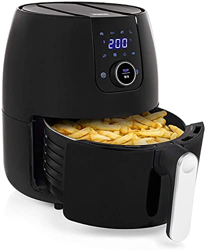 Princess 182025 Freidora sin aceite XXL, Panel de Control Digital Táctil, Fácil de Limpiar, Capacidad 4.5 L, 8 programas, 1500 W, Temperatura y tiempo regulable, 30 Recetas PDF, Color Negro