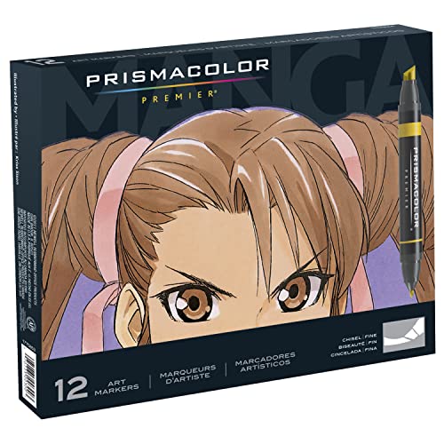 Prismacolor Marcadores de arte de doble punta Premier, juego de 12 colores de Manga surtidos (1759444)