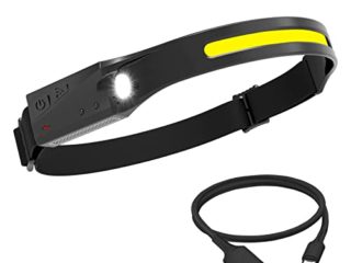 Pristar LED Linternas Frontales USB Recargable COB Impermeable Frontal con 5 Modos COB Linterna Frontale para Correr de Noche para Pasear Perros, Acampar, Caminar, Bicicleta, Pescar, Emergencia