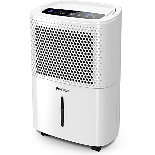 Pro Breeze Deshumidificador Silencioso 12L, Depósito Extraíble y Desagüe Continuo, 3 Modos, Temporizador 24h, Sensor de Humedad, Absorbe Humedad y Elimina el Moho de Habitaciones (20 m²)