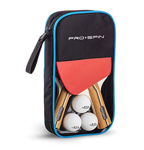PRO-SPIN Palas de Ping Pong, Set de Alto Rendimiento - Palas de Tenis de Mesa, Pelotas de Ping Pong 3*, Caja de Almacenamiento - Set de 2 Palas de Ping Pong - Mesa de Ping Pong Exterior, Interior