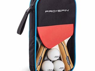 PRO-SPIN Palas de Ping Pong, Set de Alto Rendimiento - Palas de Tenis de Mesa, Pelotas de Ping Pong 3*, Caja de Almacenamiento - Set de 2 Palas de Ping Pong - Mesa de Ping Pong Exterior, Interior