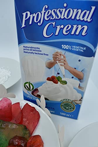 Professional Cream Nata Azucarada para Roscón de Reyes y Postres,Nata Vegetal, Nata Siempre Firme 1L
