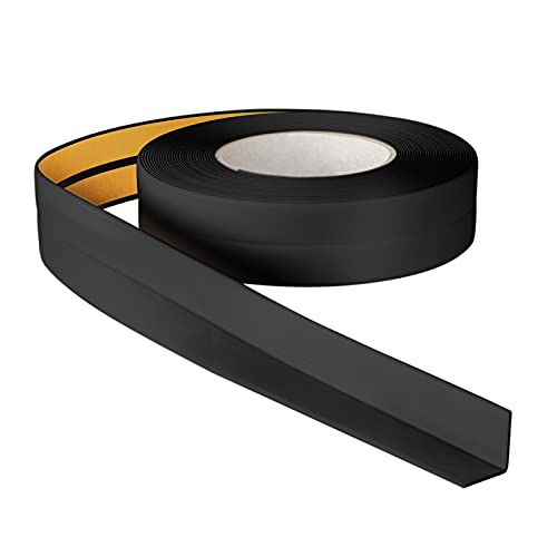 ProfiPVC Perfil Angular Suelo 18x18mm - 5 metros, Rodapié de acabado, ideal para cocina y baño, cinta autoadhesiva de PVC, rodapié flexible y blanda, Negro