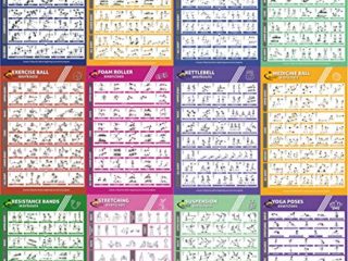 Profit deporte ejercicio gimnasio casa -12 carteles fitness , laminas plastificadas para ejercicio para hombres y mujeres , posters para trx , bandas elásticas , yoga , pesas rusas , mancuernas.