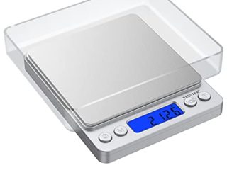 Proster Mini Escala Digital de Bolsillo 0.01-500g Escala Postal de Alta Precisión para Alimento de la Cocina, Pesar Gemas, Joyas y Otros Objetos Preciosos - Color Plata
