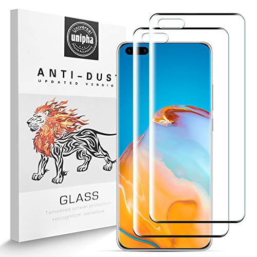Protector de Pantalla Completo para Huawei P40 Pro [2-Pack], 3D Curvado Cobertura Completa Vidrio Templado, Alta Definicion Anti-Rasguños, Huawei P40 Pro Protector Pantalla