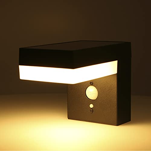 Proventa Aplique solar LED exterior 3.3W 400 lm. Sensor de luz y movimiento PIR. Luz blanca cálida 2.700 K. 3 Modos ajustables. Resistente al agua IP44. Sin cables