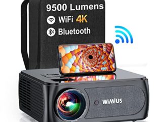 Proyector 5G WiFi Bluetooth, 9500 Lúmenes Full HD 1080P WiMiUS Proyector 4K Soporte WiFi Bluetooth Corrección Trapecio 4P/4D Zoom Proyector WiFi Cine En Casa 350'' para iOS, Android, PS5 HDMI AV USB