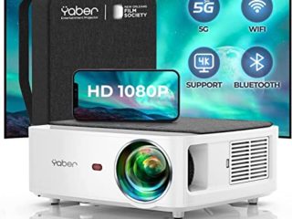 Proyector WiFi Bluetooth 1080P Nativo Soporta 4K, YABER 9000 Lúmenes Proyector Full HD, 4D/4P corrección Zoom -50%, Proyector LED para Cine en Casa y PPT, PS5, TV Stick, etc.