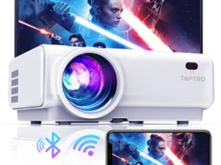 Proyector WiFi Bluetooth, 6500 Lúmenes TOPTRO Proyector Soporte 1080P Full HD, Mini Proyector Portátil, Zoom X/Y, Proyector WiFi LED 100000H, Proyector para movil/Fire TV Stick/PS5 con Cable HDMI y AV