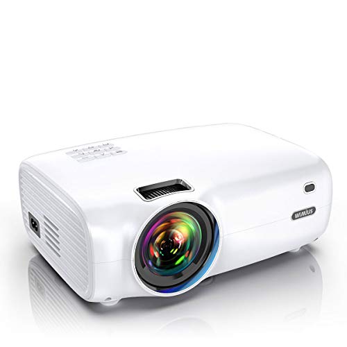 Proyector, WiMiUS 5500 Lúmenes Proyector Portátil Full HD Soporta 1080P Proyector Cine en casa 720P Nativo con Audio Hi-Fi Pantalla 200 " Mini Video Proyector LED 70000 Horas HDMI/VGA/AV/ TF/USB