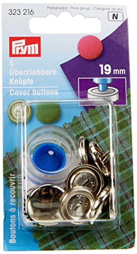 Prym Botón De Cubierta De Tela, Metal, Plata/Negro, 30'' 19 mm